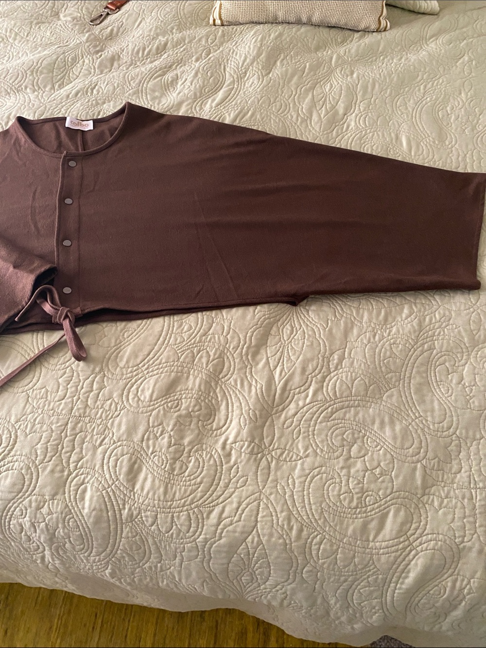 New COLBO Brown cropped Button-Front Tie-Women’s jacket